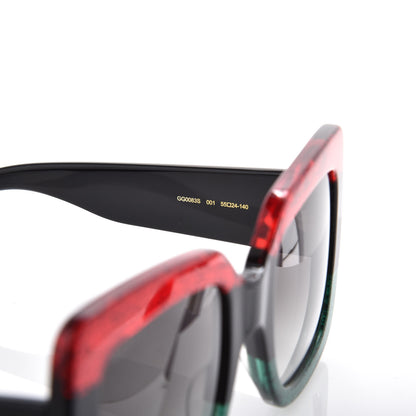 Gucci Square Frame GG0083S Sunglasses Glitter Red Black Green 5 of 8