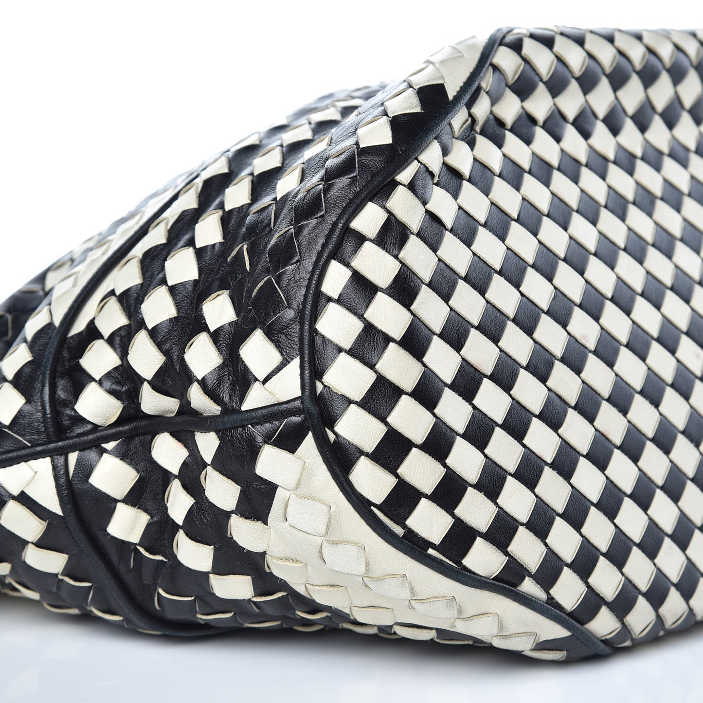 Nappa Intrecciato Shopper Tote Black White
