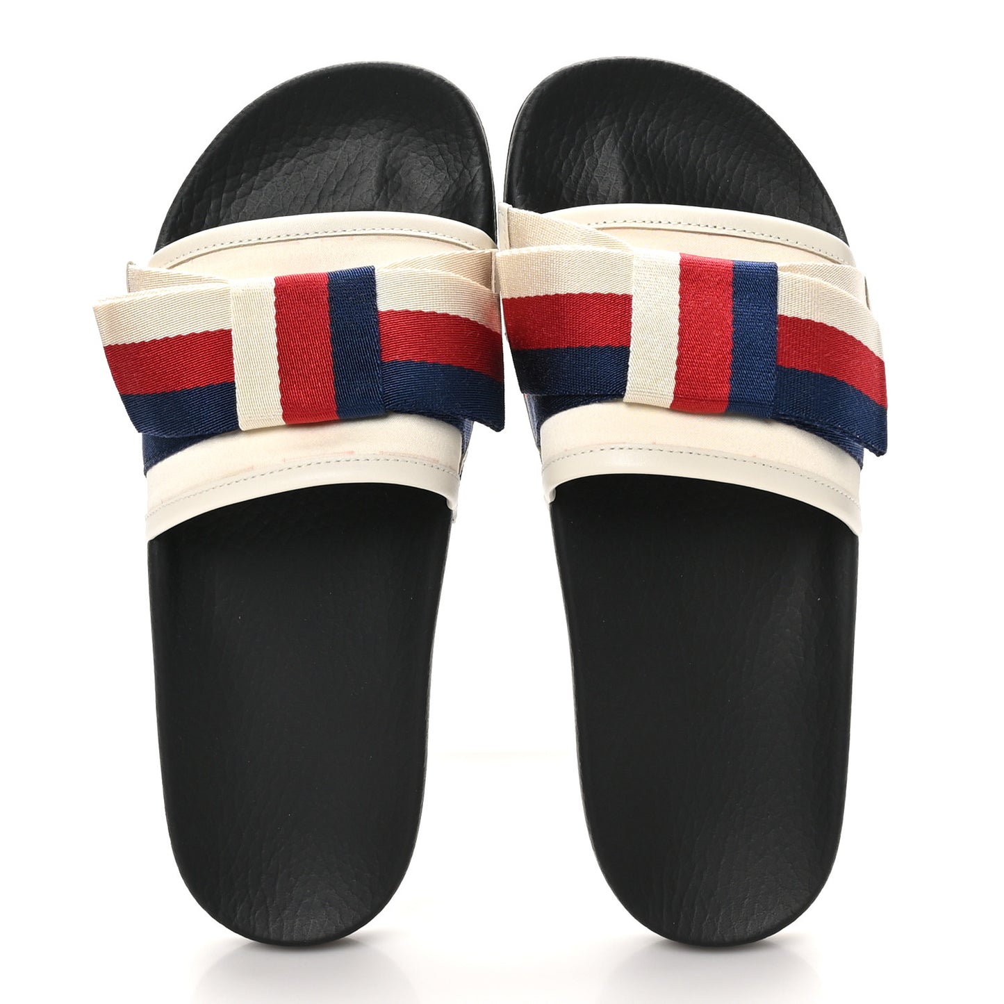 Satin Web Sylvie Bow Slide Sandals 38 White