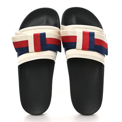 Gucci Satin Web Sylvie Bow Slide Sandals 38 White 2 of 8