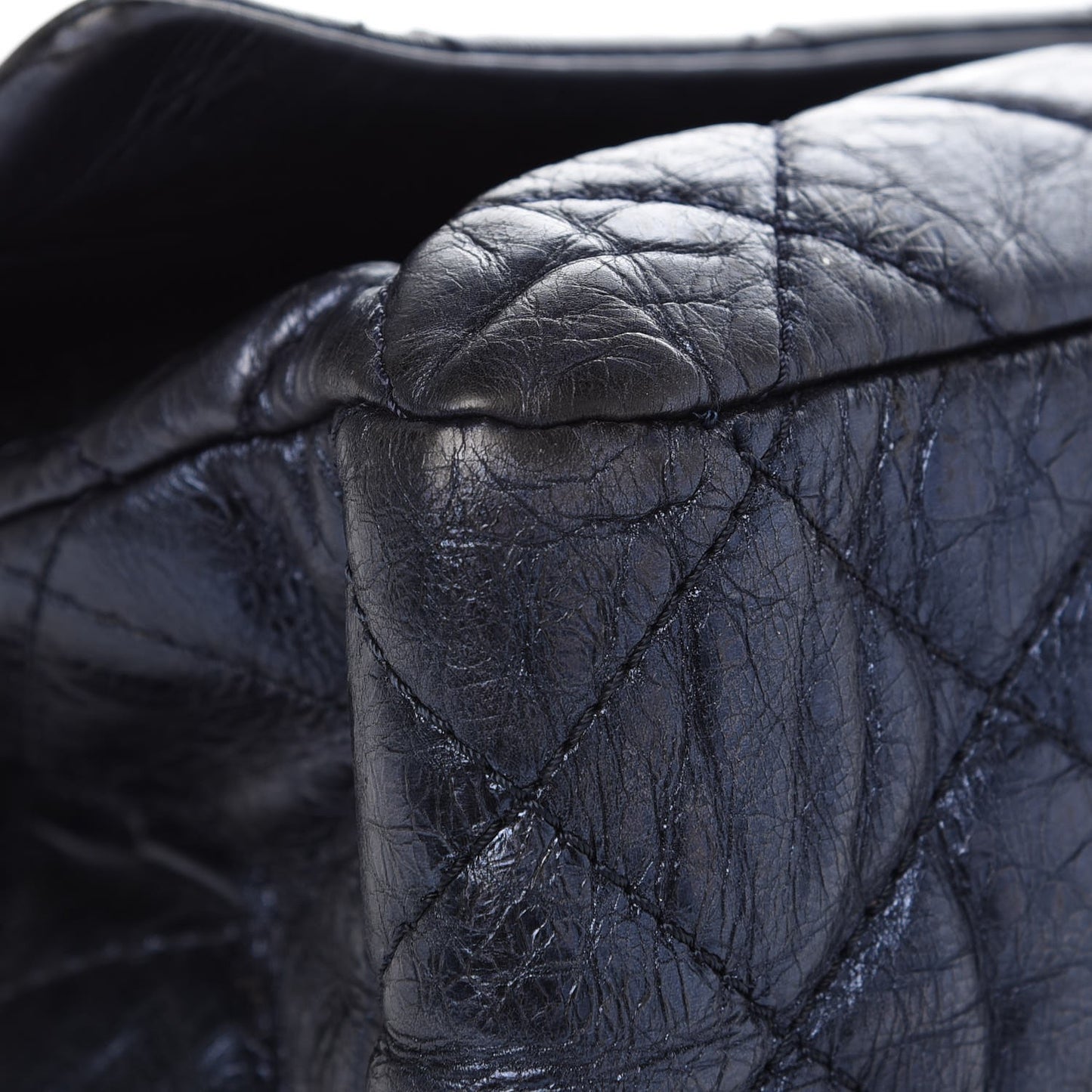 Metallic Aged Calfskin Quilted 2.55 Reissue 228 Flap Blue