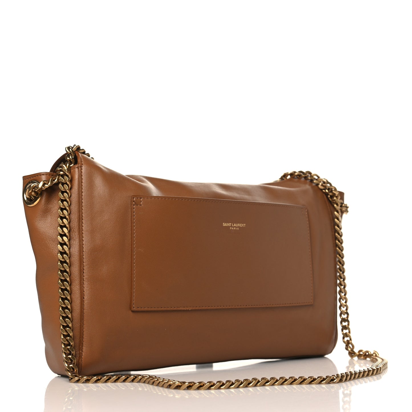 Smooth Calfskin Suede Medium Reversible Monogram Kate Satchel Light Ochre
