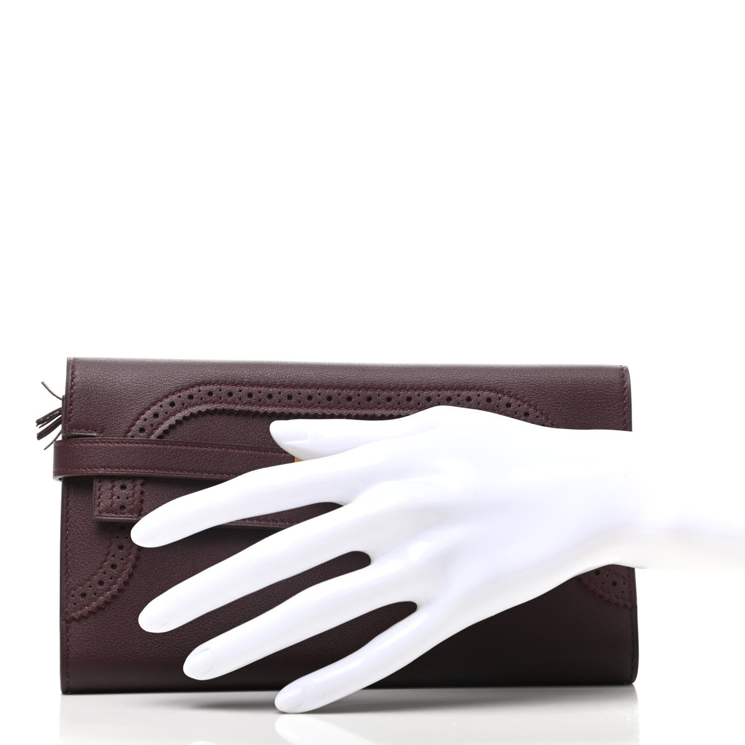 Hermes Swift Ghillies Kelly Longue Wallet Bordeaux Orange Poppy 2 of 9