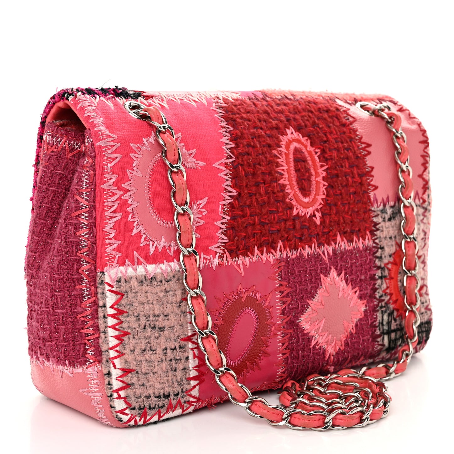 Tweed Patchwork Jumbo Single Flap Pink