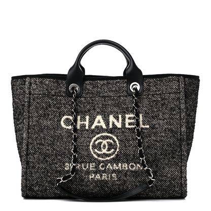 Chanel Mixed Fibers Calfskin Medium Deauville Tote Black 1 of 9
