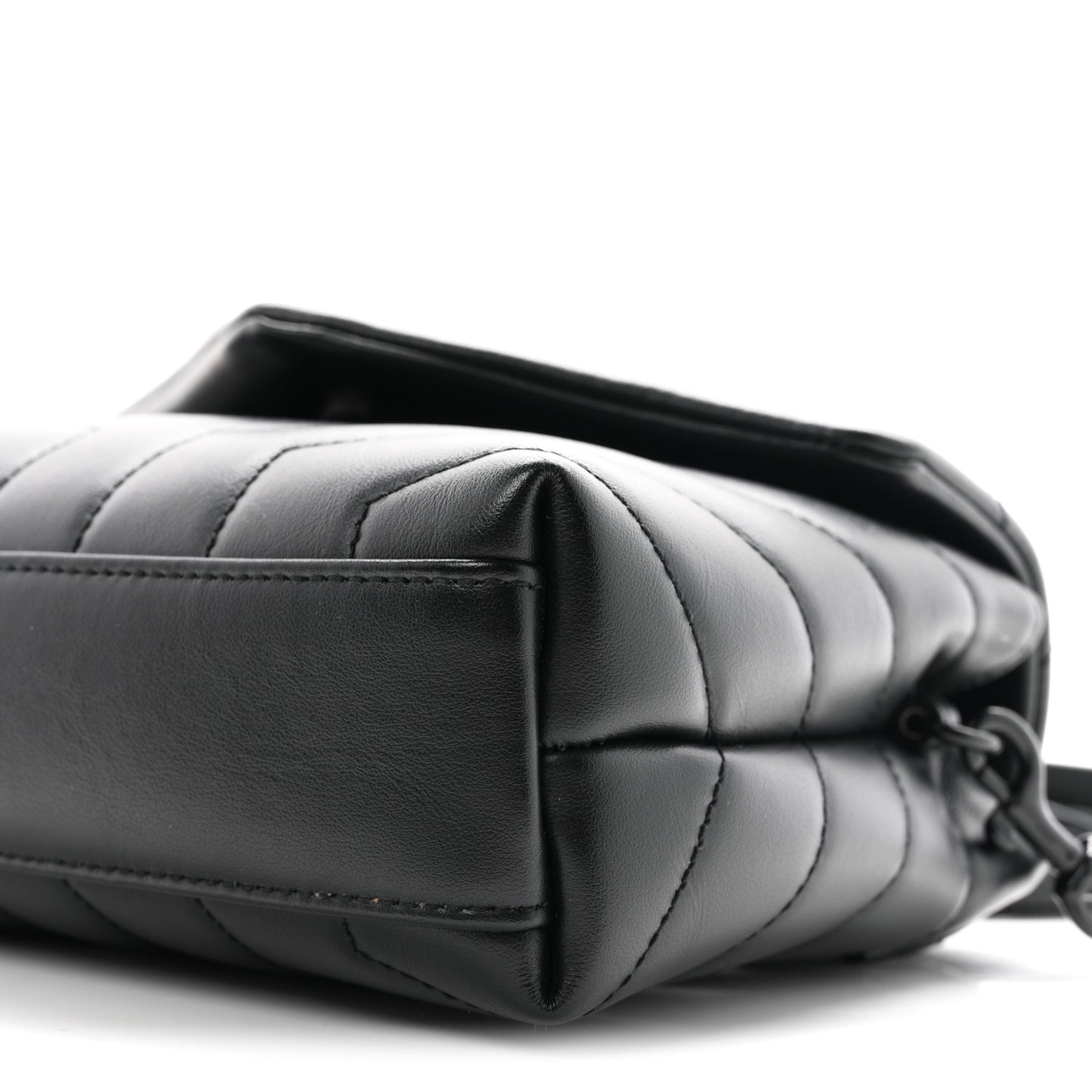 Calfskin Y Quilted Monogram Monochrome Toy Loulou Crossbody Bag Black