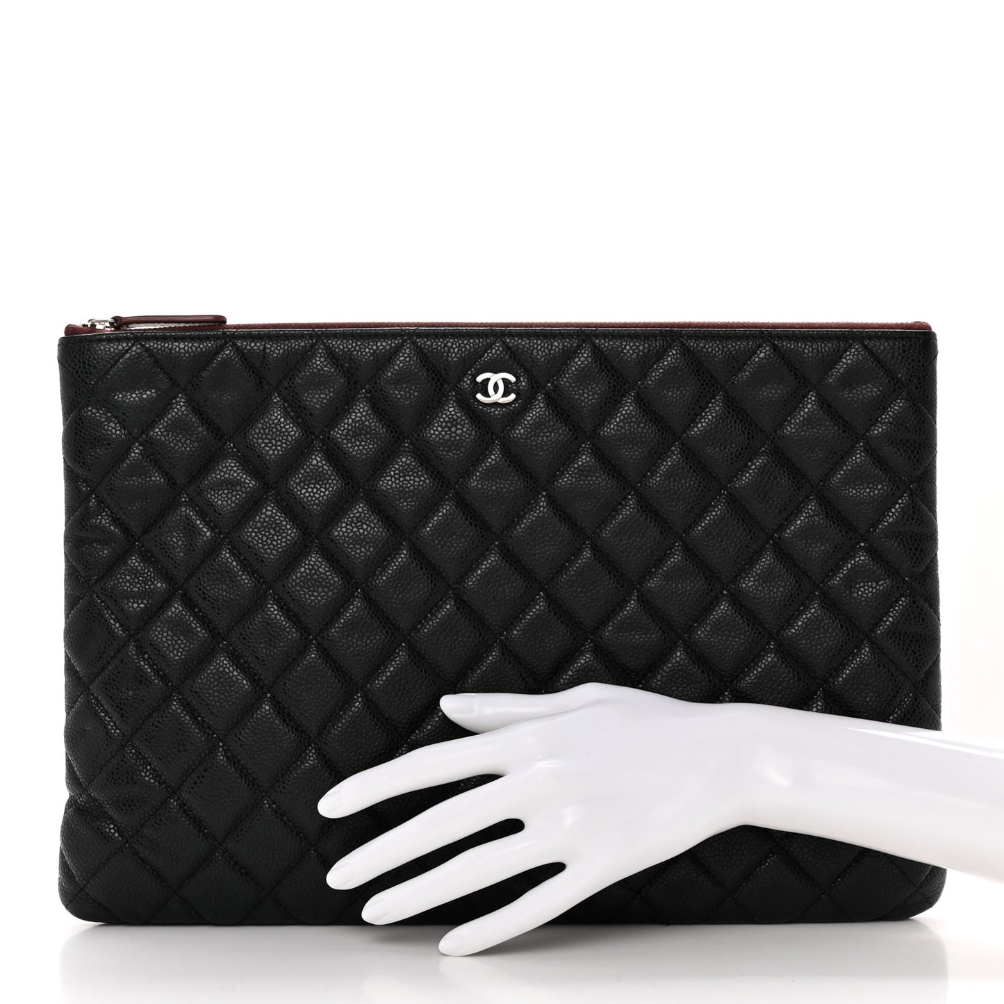 Caviar Quilted Large Cosmetic Case Black