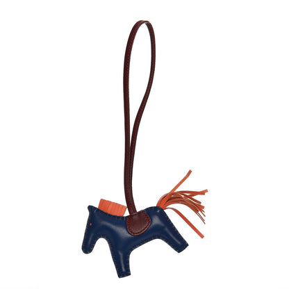 Hermes Milo Lambskin Grigri Rodeo Horse Bag Charm PM Bleu de Malte Rouge H Peony 1 of 4