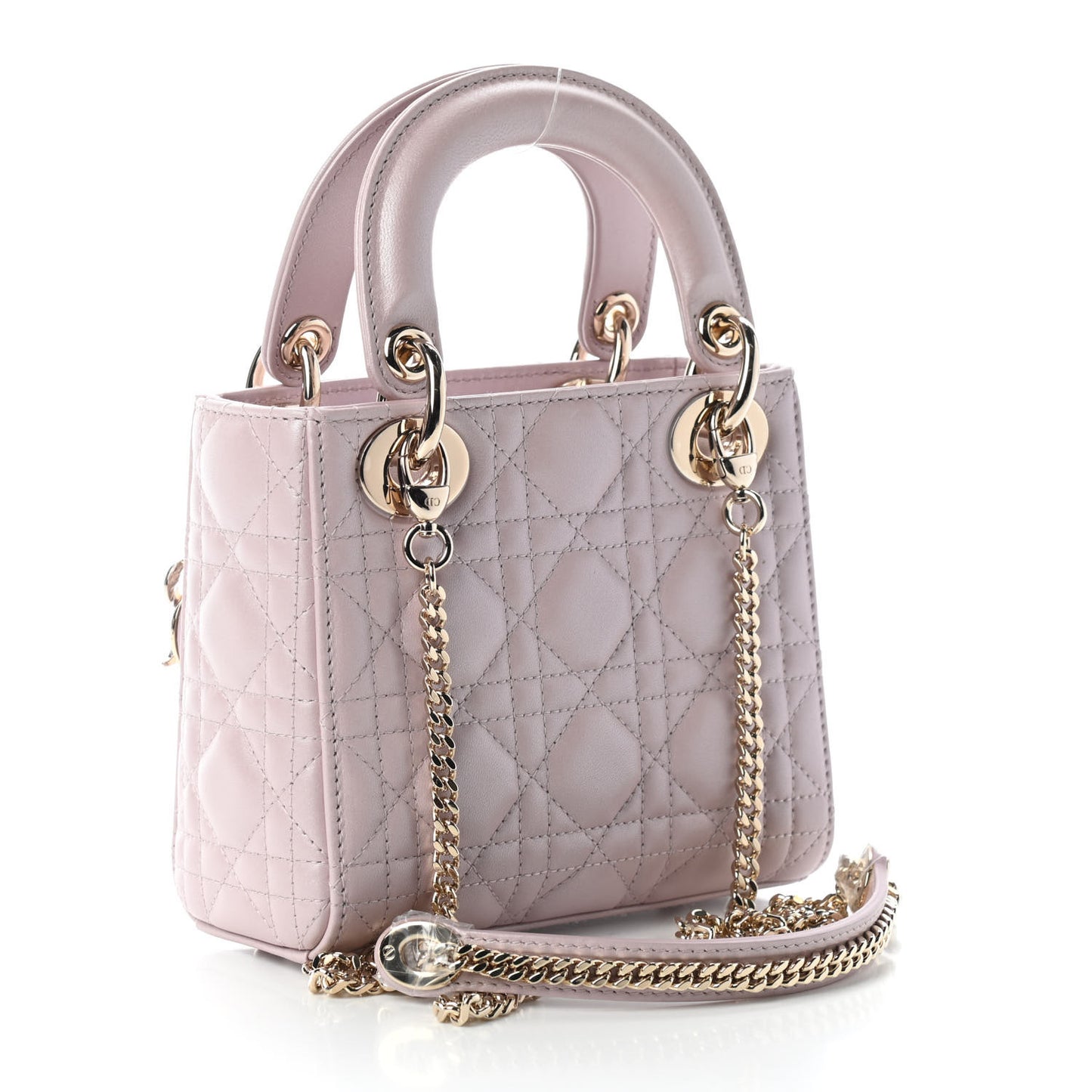 Metallic Lambskin Cannage Mini Lady Dior Lotus