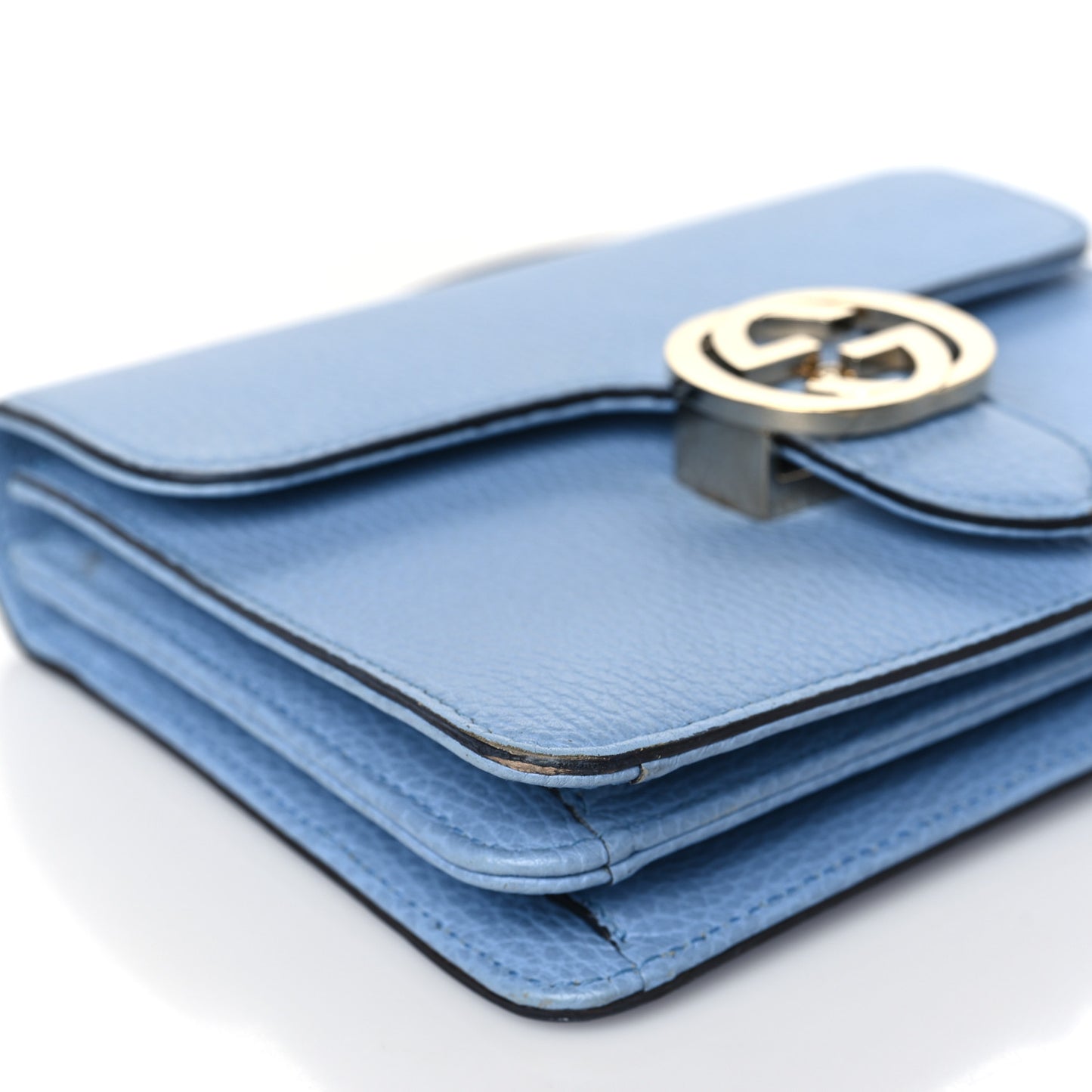 Dollar Calfskin Small Interlocking G Shoulder Bag Mineral Blue