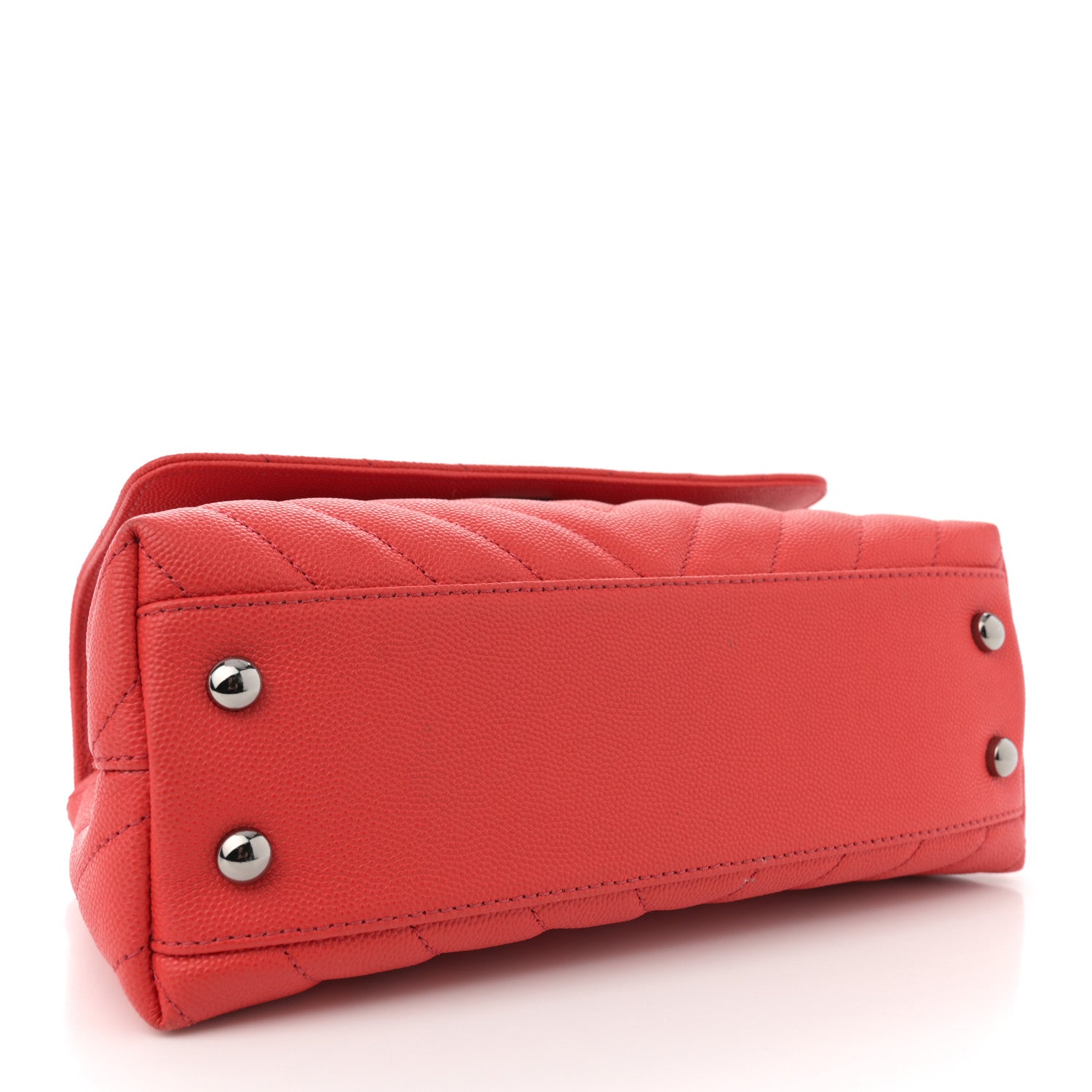 Chanel Caviar Chevron Quilted Mini Coco Handle Flap Red 4 of 11