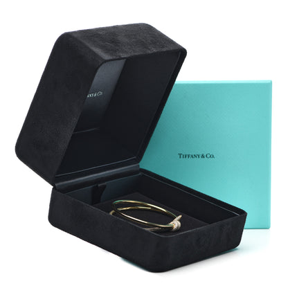 Tiffany 18K Yellow Gold Diamond Knot Double Row Hinged Bangle Bracelet 5 of 5