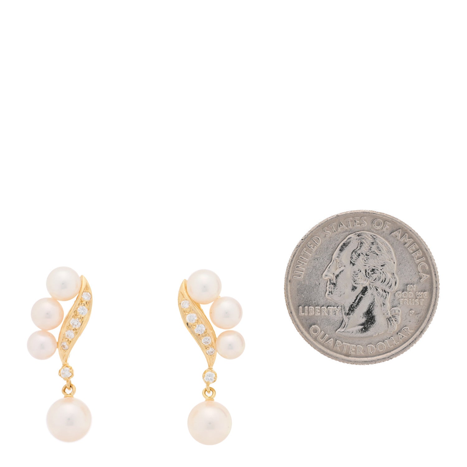 Mikimoto 18K Yellow Gold Diamond Akoya Cultured Pearl 4.5-7mm Drop Earrings 2 of 5