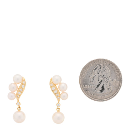 Mikimoto 18K Yellow Gold Diamond Akoya Cultured Pearl 4.5-7mm Drop Earrings 2 of 5