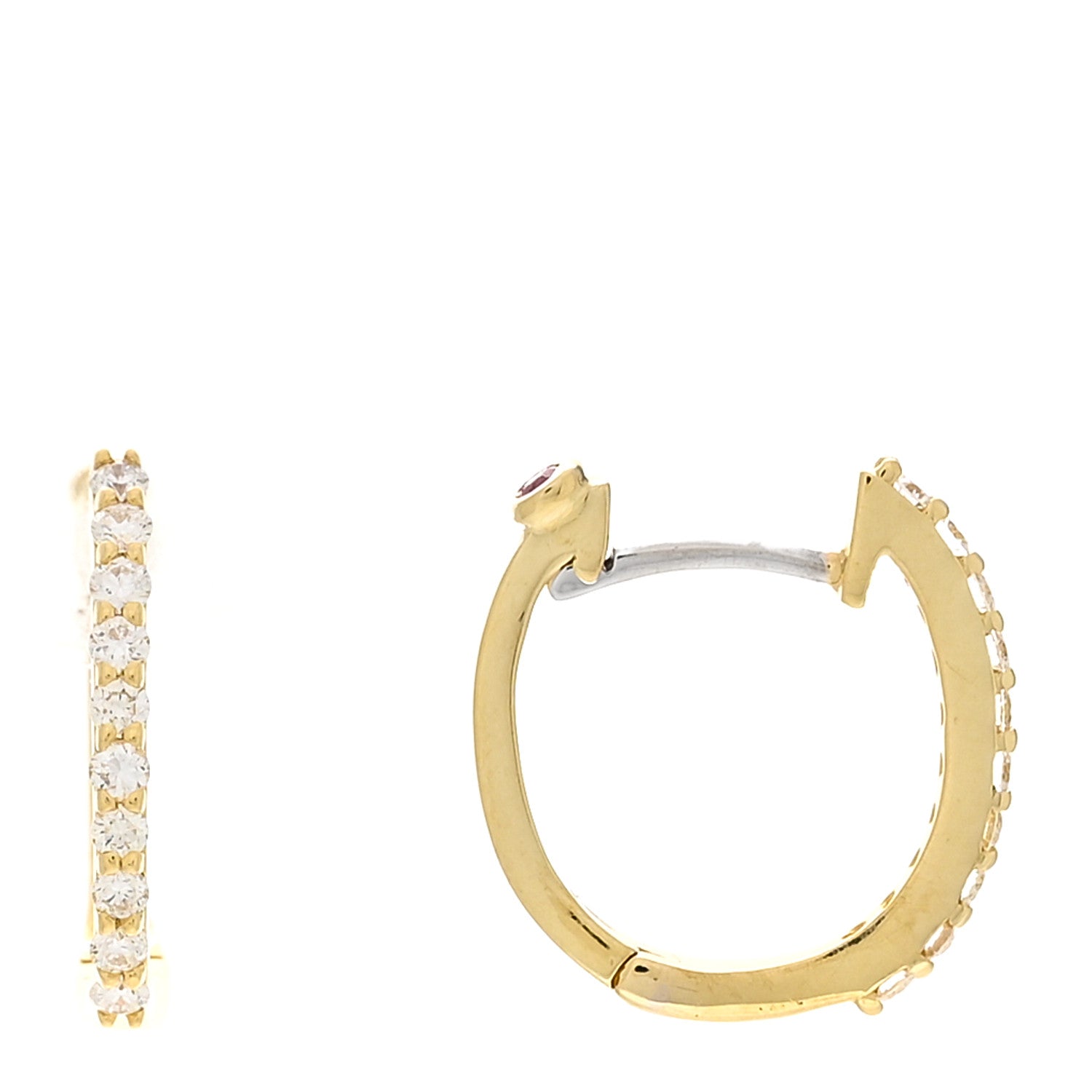 Roberto Coin 18K Yellow Gold Diamond Baby Huggie Hoop Earrings 1 of 4