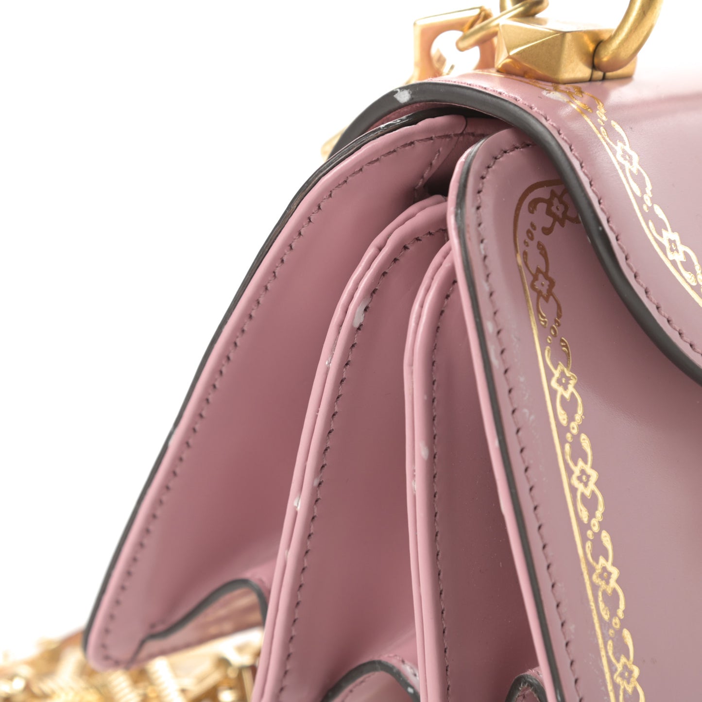 Calfskin Bamboo Crystal Mini Thiara Top Handle Bag Carmine Rose Gold