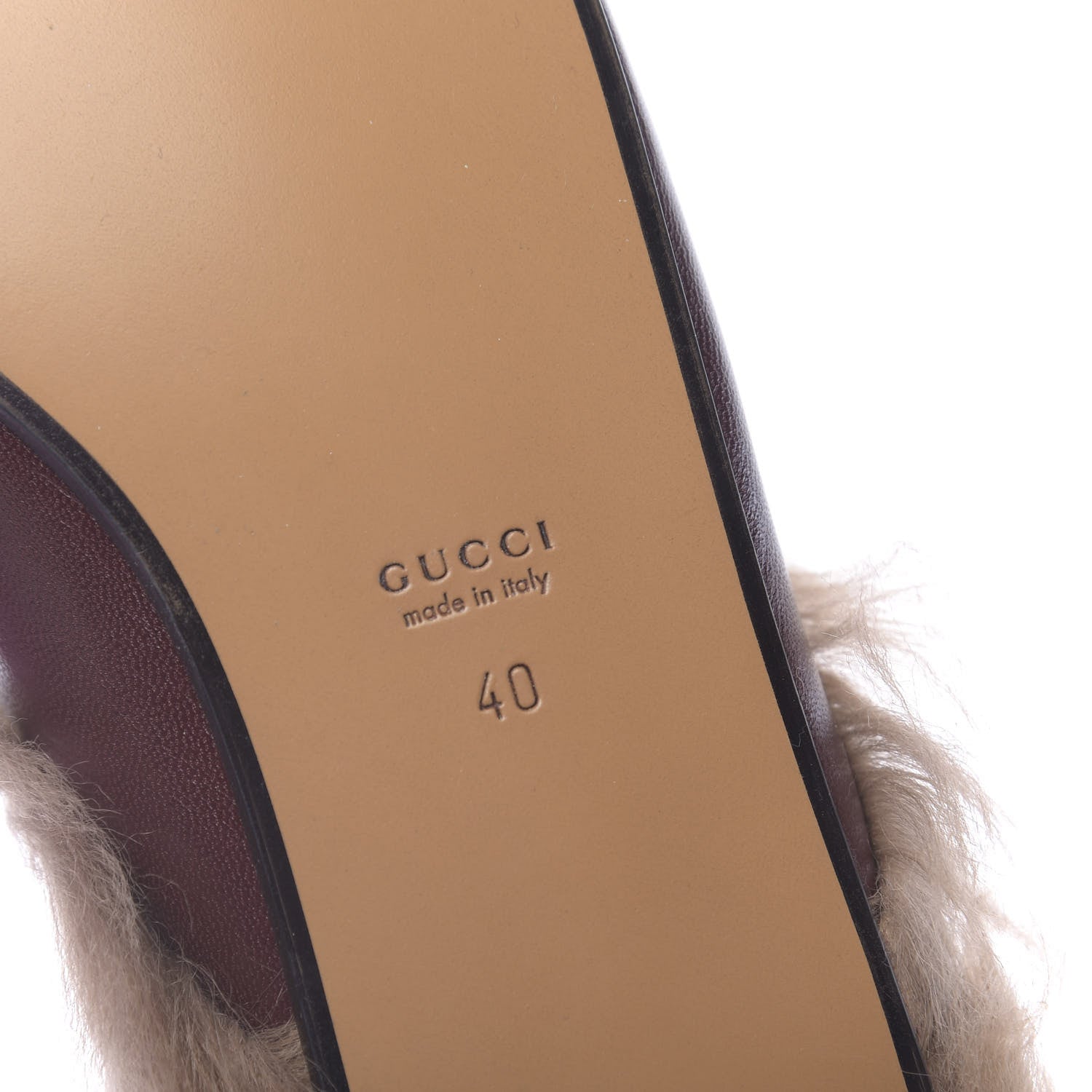 Gucci Malaga Kid Fur Womens Princetown Slippers 40 Vintage Bordeaux 7 of 8