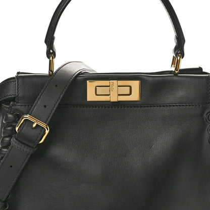 Fendi Vitello Seta Lace Up Medium Peekaboo Iconic Satchel Black 8 of 11