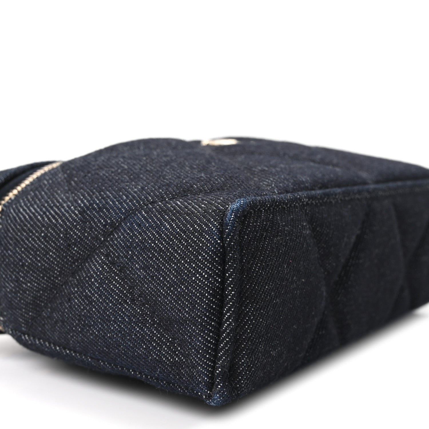 Chanel Denim Quilted Top Handle Slim Vanity Case With Chain Dark Blue 9 of 10