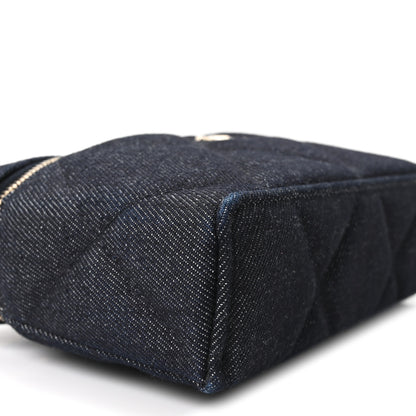 Chanel Denim Quilted Top Handle Slim Vanity Case With Chain Dark Blue 9 of 10