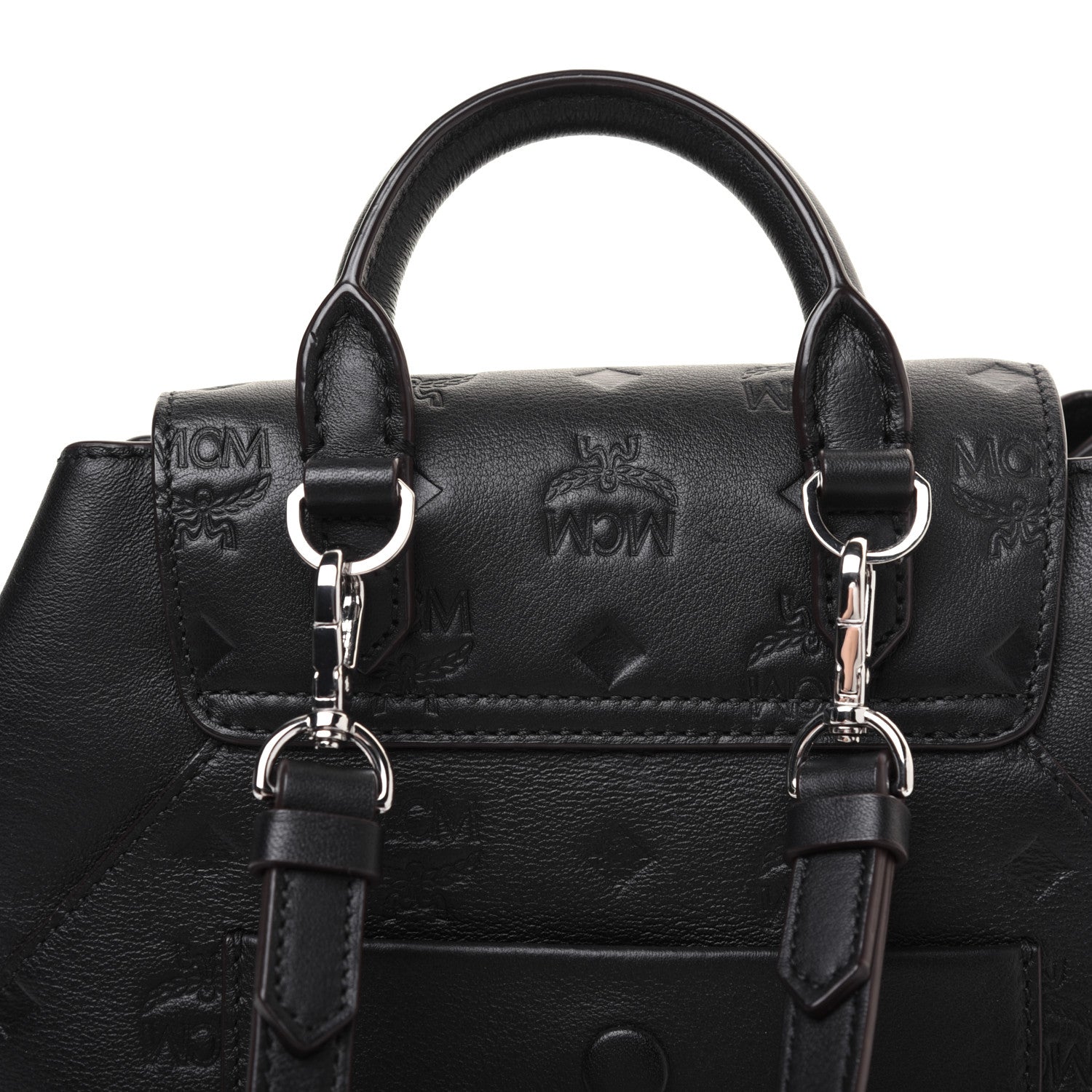 MCM Calfskin Ottomar Monogram Essential Backpack Black 15 of 21