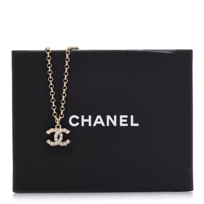 Chanel Pearl Crystal CC Pendant Necklace Gold 6 of 6