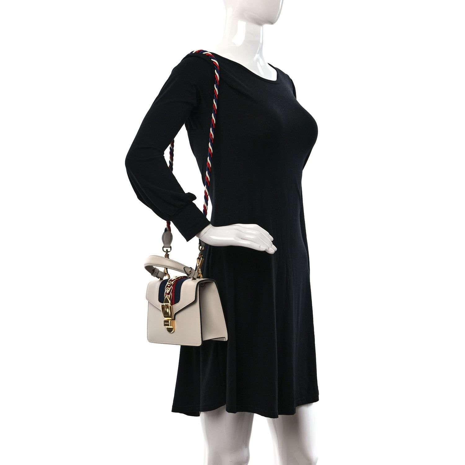 Gucci Calfskin Mini Sylvie Top Handle Bag White 2 of 10