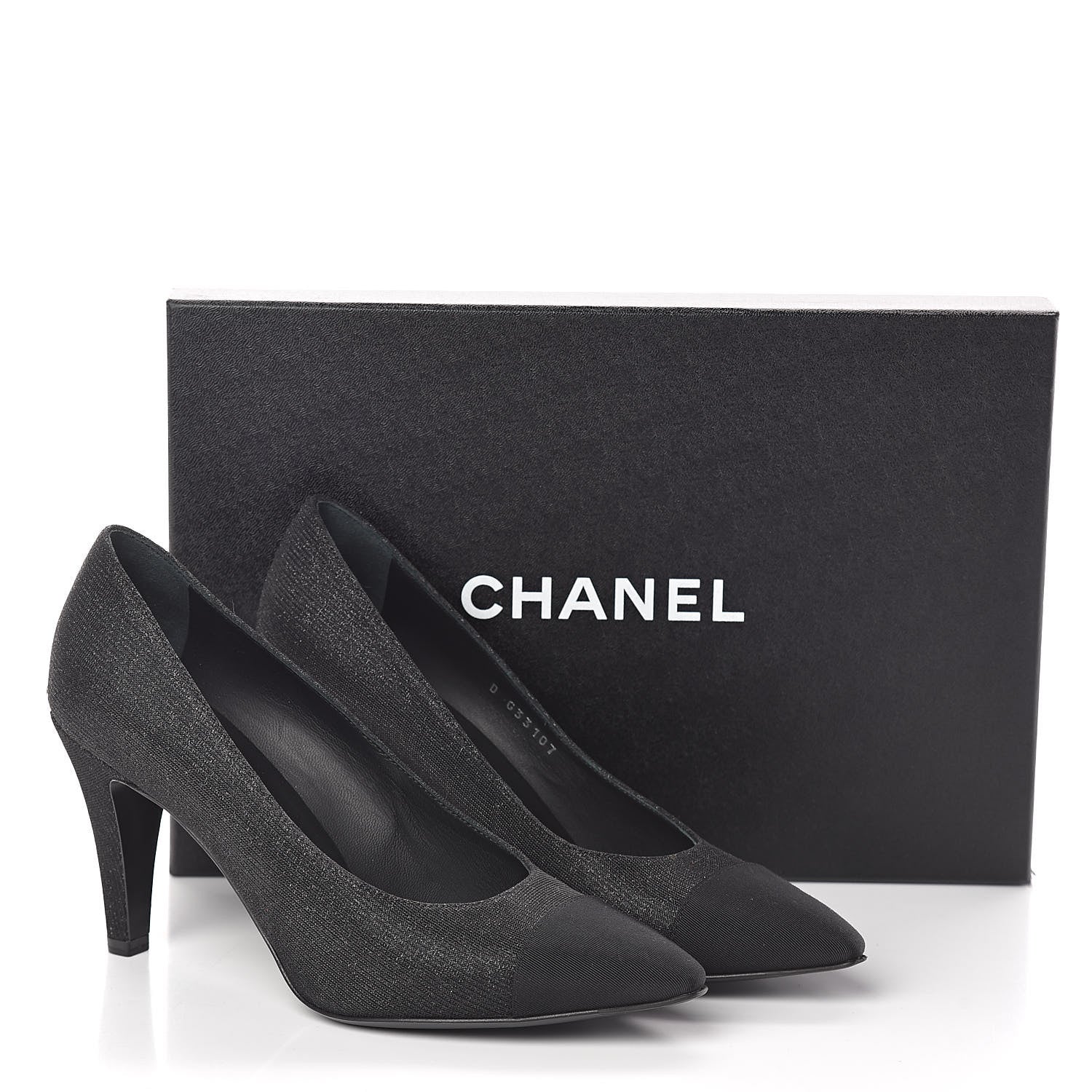 Chanel Fantasy Fabric Grosgrain Cap Toe Pumps 37.5 Black 8 of 8