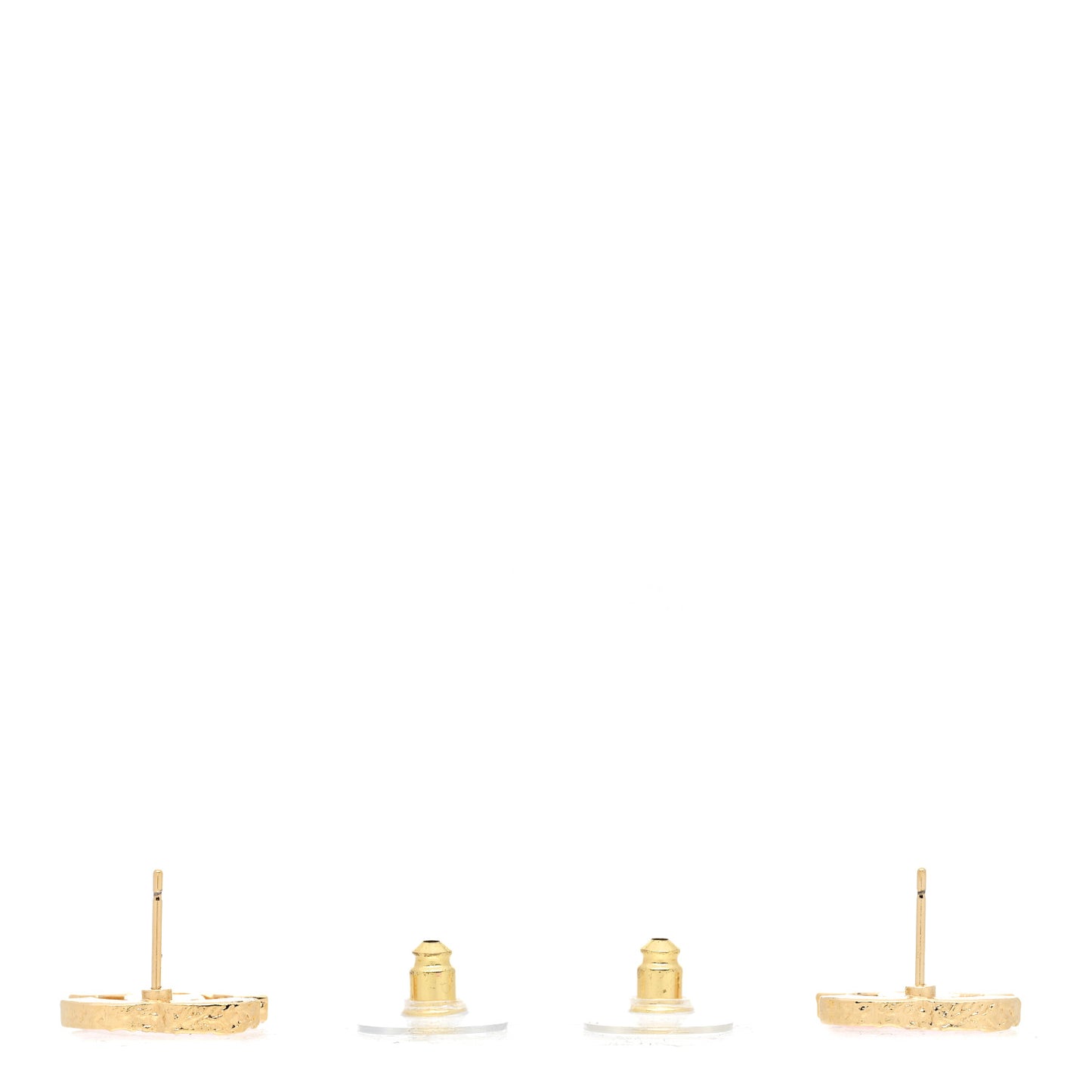 Metal Enamel CC Earrings Pink Gold