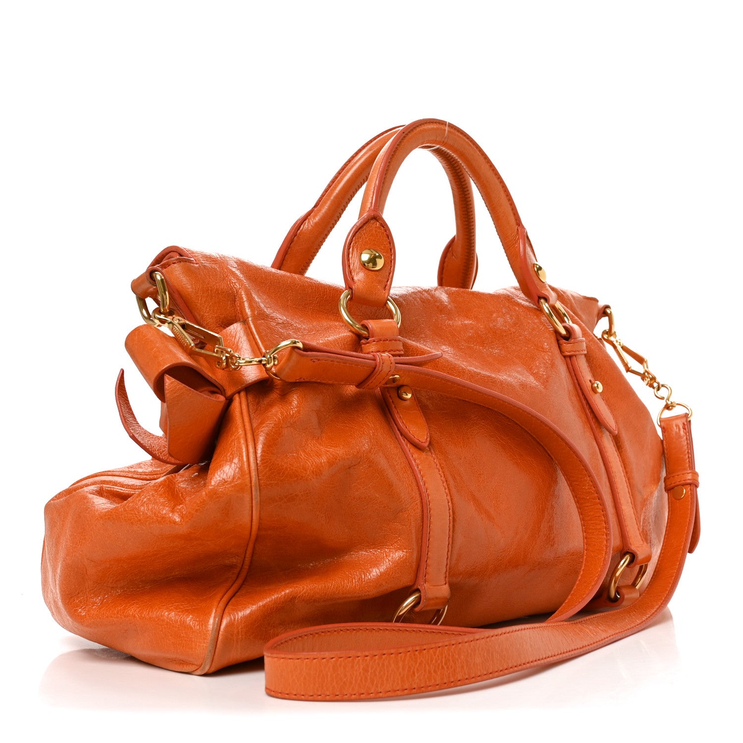 Miu Miu Vitello Lux Medium Bow Bag Amarena 3 of 9