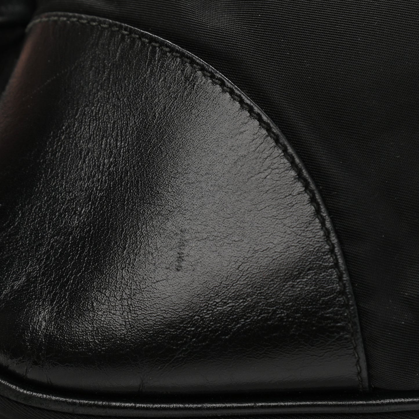 Tessuto Nylon Soft Calf Shoulder Bag Black