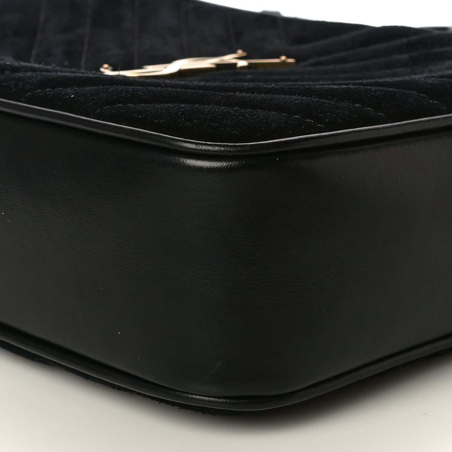 Suede Calfskin Monogram Lou Camera Bag Black