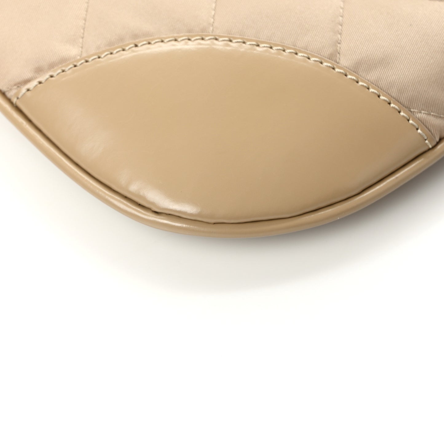 Patent Nylon Quilted Hoxton Bag Beige