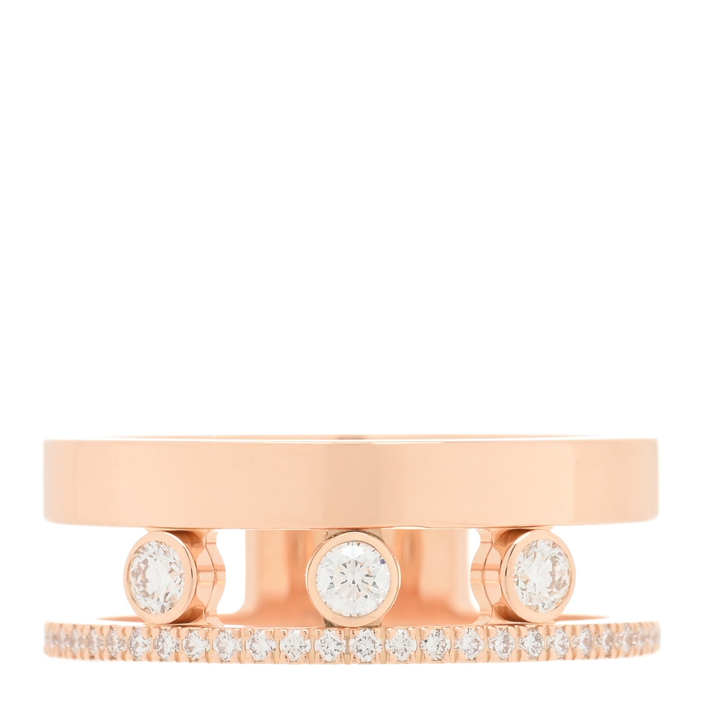 18K Rose Gold Diamond Move Romane Band Ring 53 6.5
