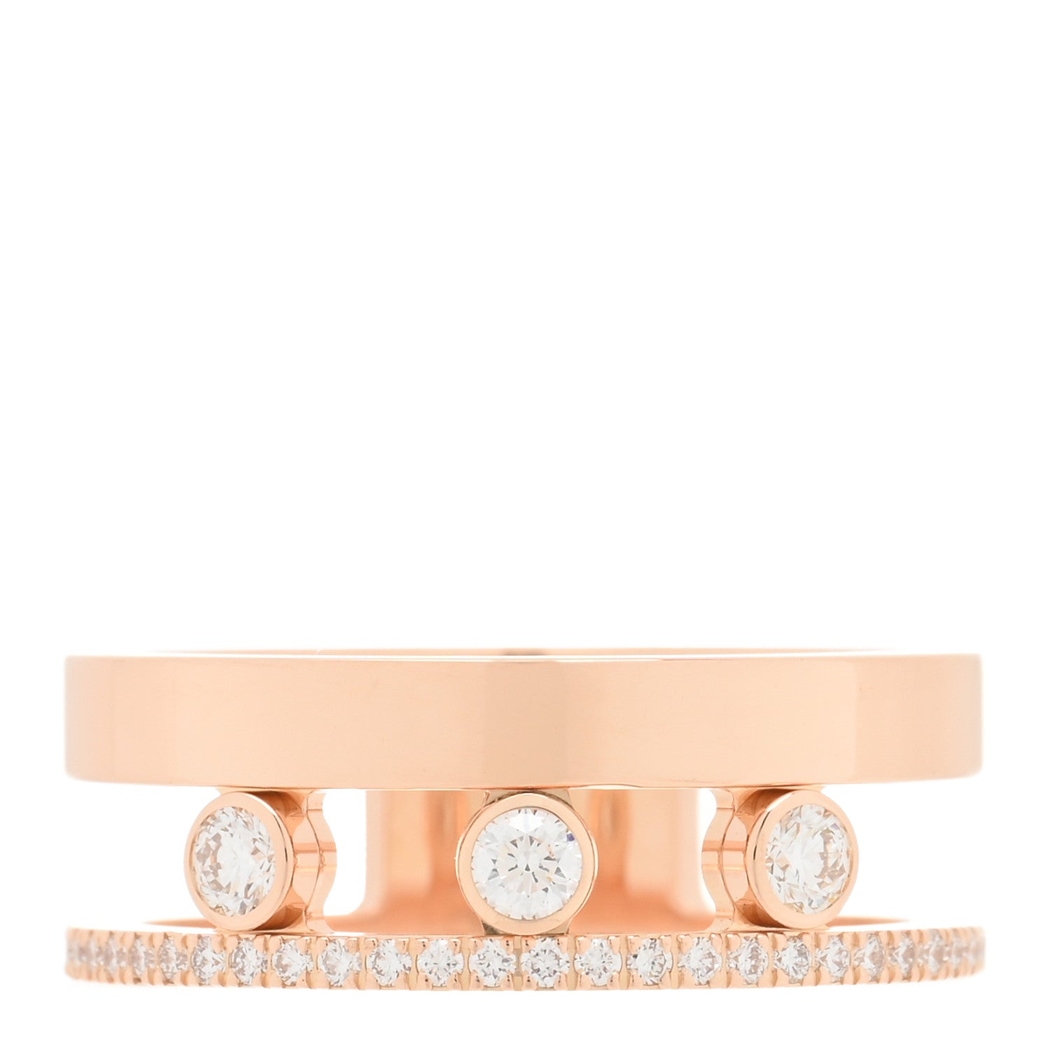 Messika 18K Rose Gold Diamond Move Romane Band Ring 53 6.5 1 of 5