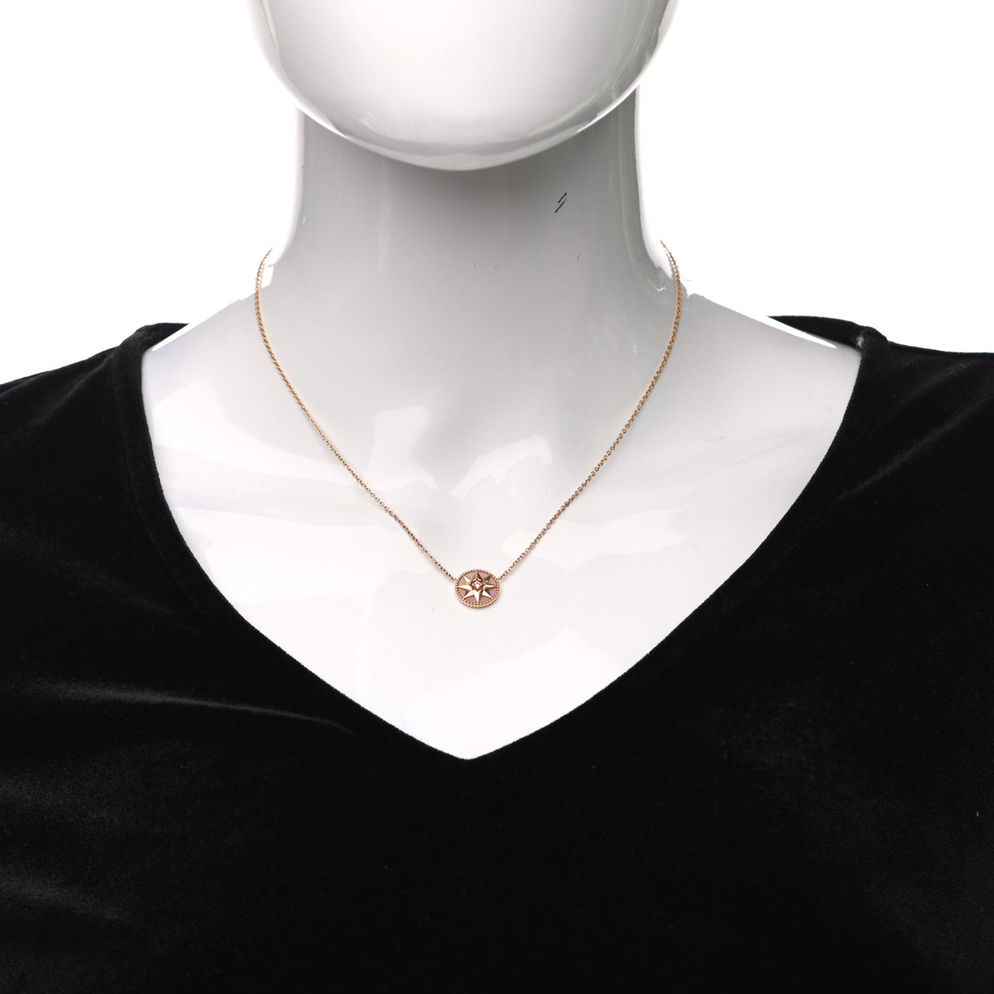 18K Rose Gold Diamond Pink Opal Rose Des Vents Necklace