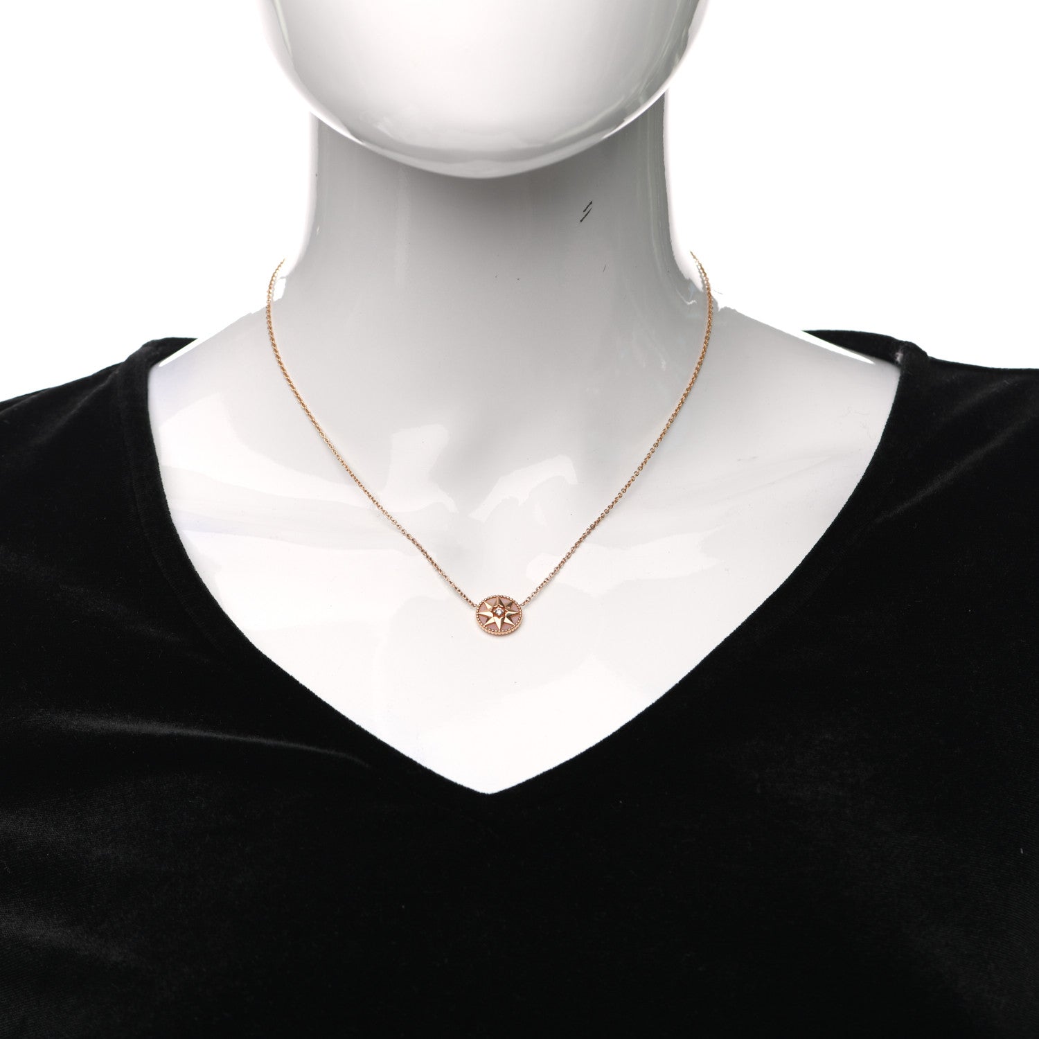 Christian Dior 18K Rose Gold Diamond Pink Opal Rose Des Vents Necklace 2 of 6