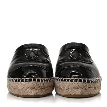Chanel Goatskin Patent Calfskin CC Espadrille Mules 36 Black 2 of 13