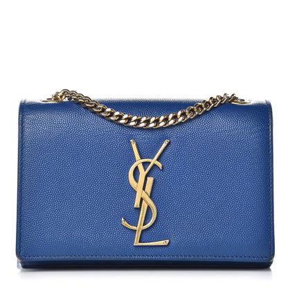 Saint Laurent Grain De Poudre Small Classic Monogram Kate Satchel Royal Blue 1 of 16