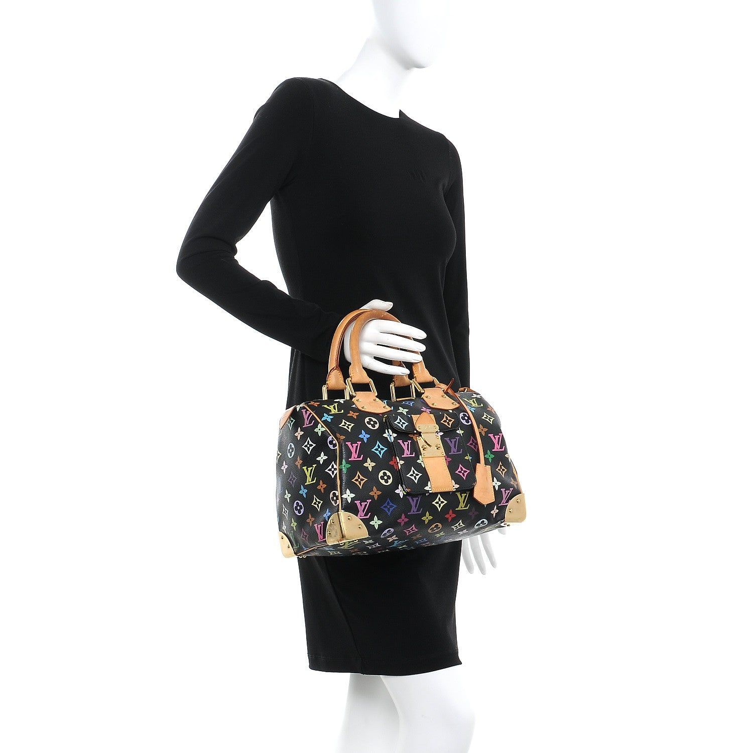Louis Vuitton Monogram Multicolor Speedy 30 Black 2 of 14