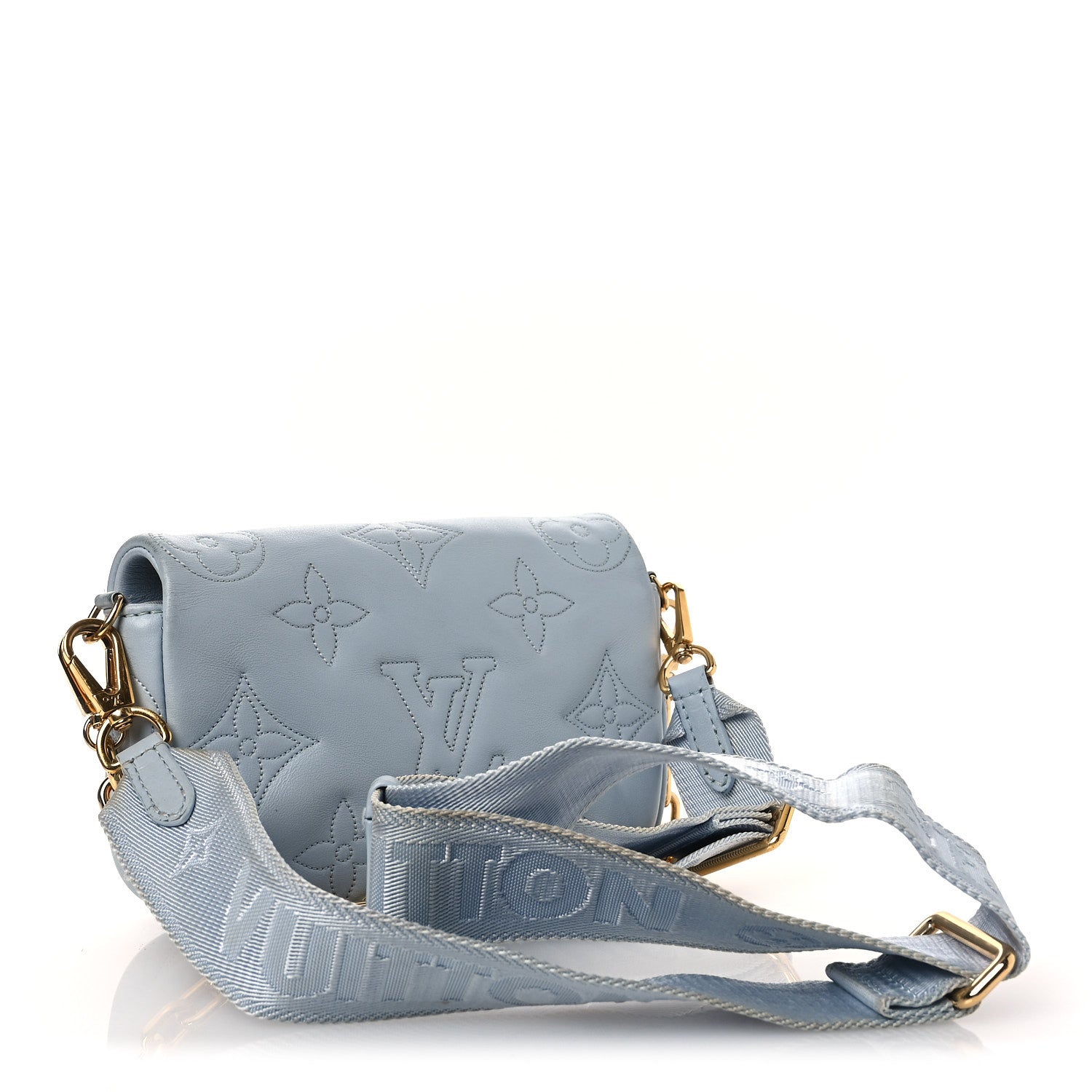 Louis Vuitton Calfskin Bubblegram Wallet On Strap Ice Blue 3 of 15