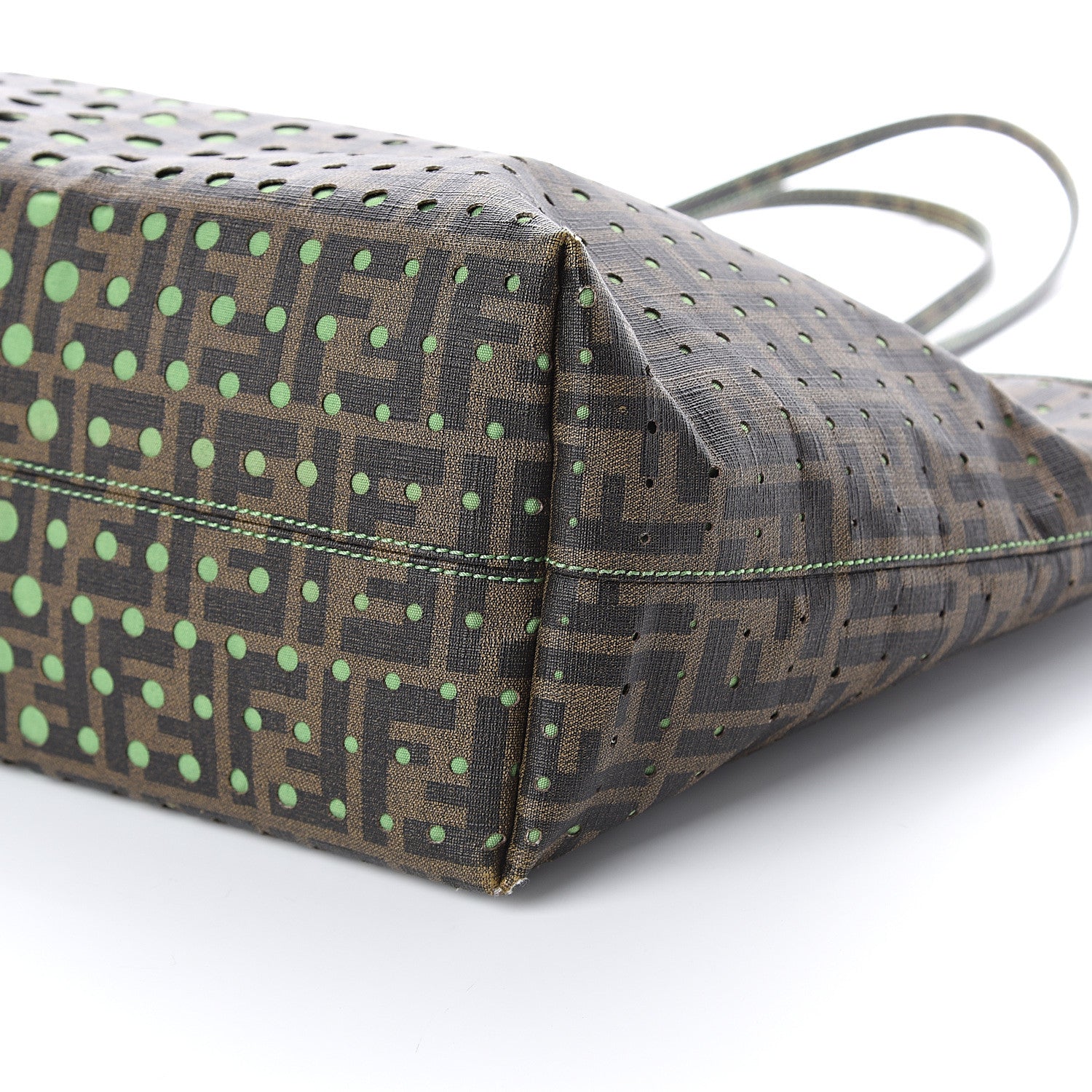 Fendi Zucca Spalmati Perforated Medium Roll Tote Tobacco Verde Pisel 8 of 9