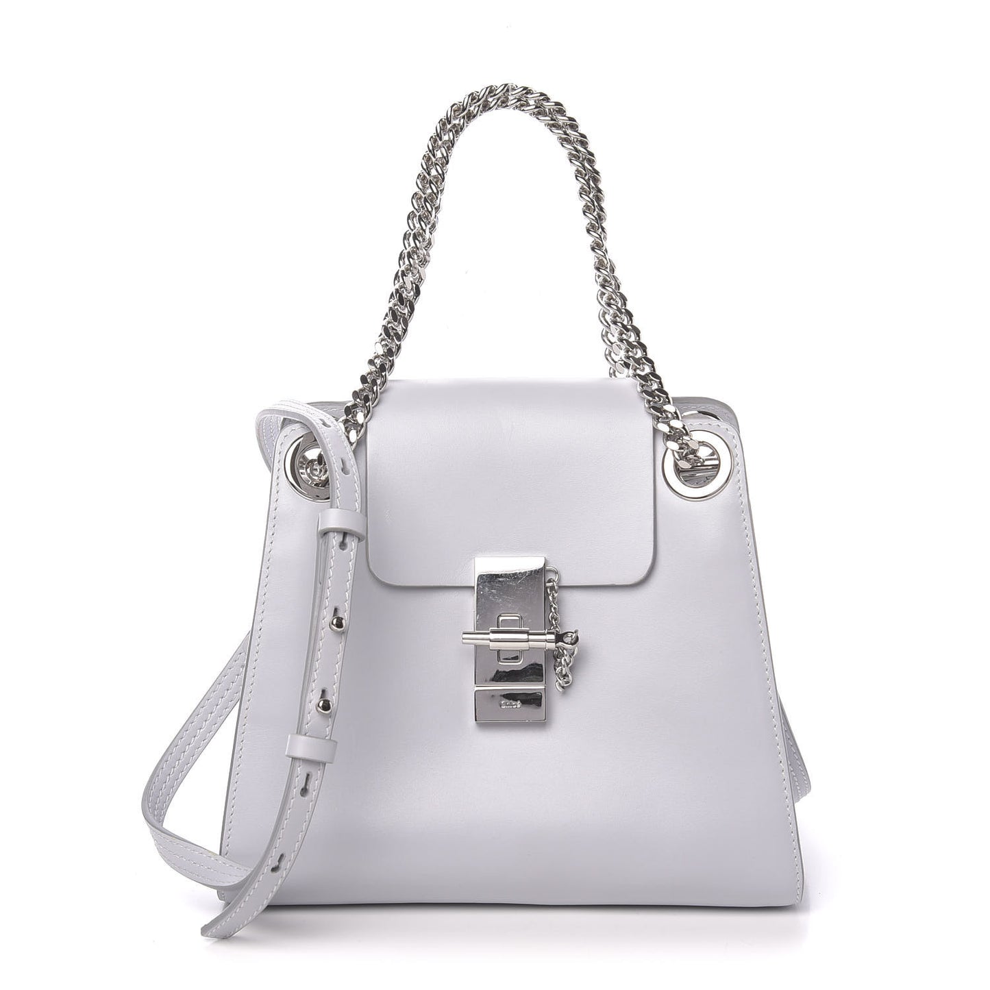 Shiny Calfskin Mini Annie Shoulder Bag Airy Grey