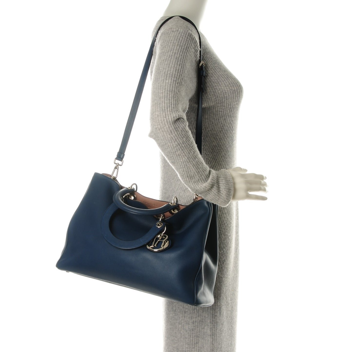 Smooth Calfskin Large Diorissimo Blue Marine