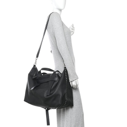 Valentino Garavani Grained Calfskin Rockstud Travel Tote Bag Black 2 of 9