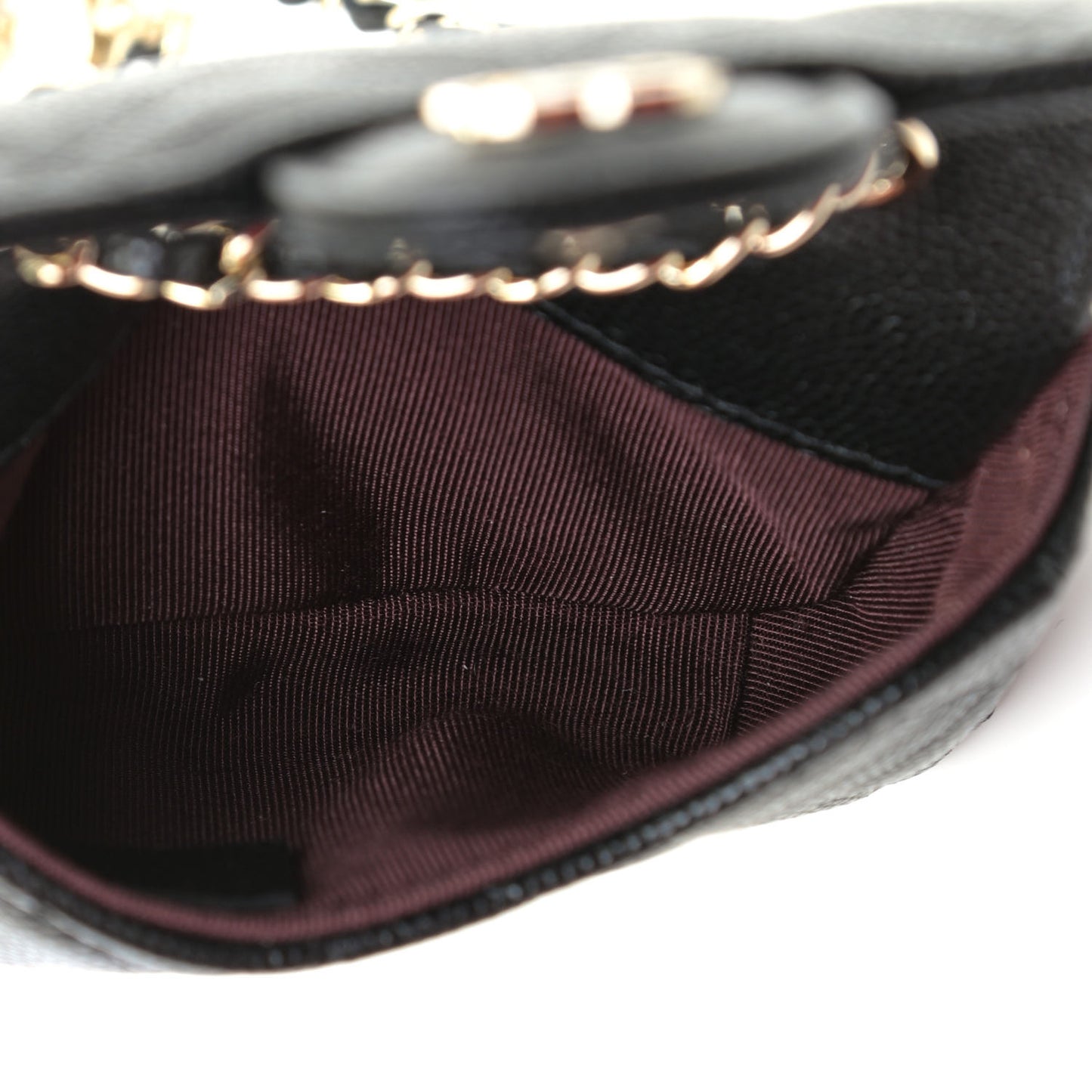 Caviar Quilted Mini Chain Belt Bag Black
