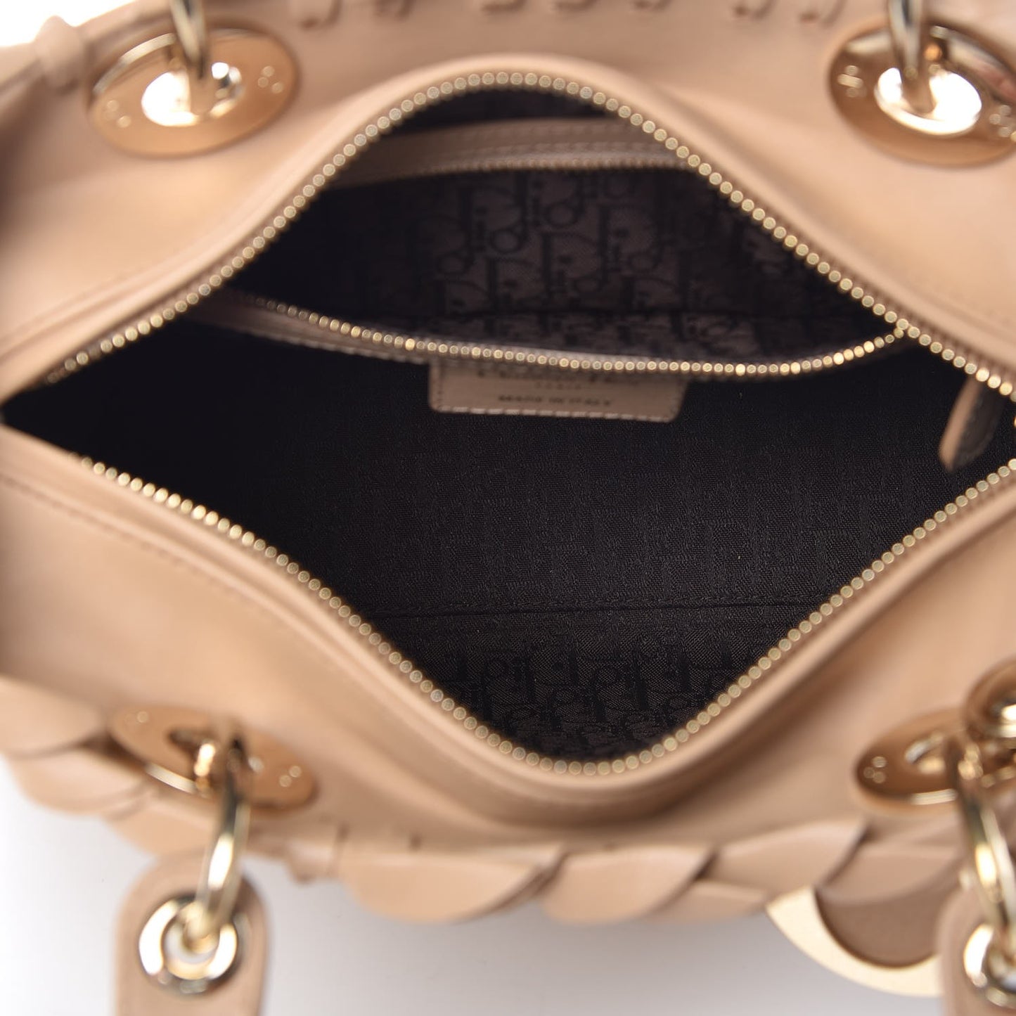 Lambskin Cannage Medium Lady Dior Beige