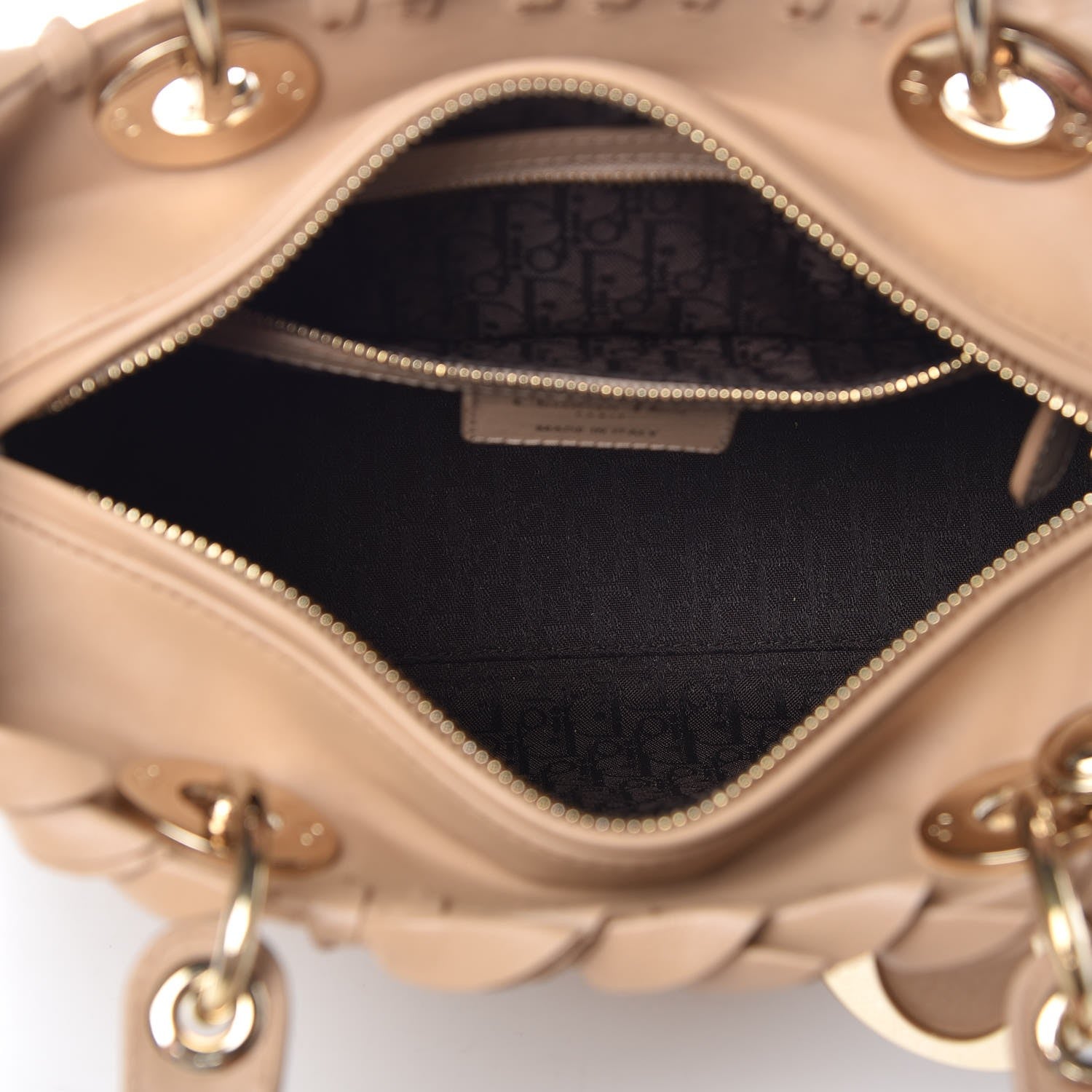 Christian Dior Lambskin Cannage Medium Lady Dior Beige 5 of 11