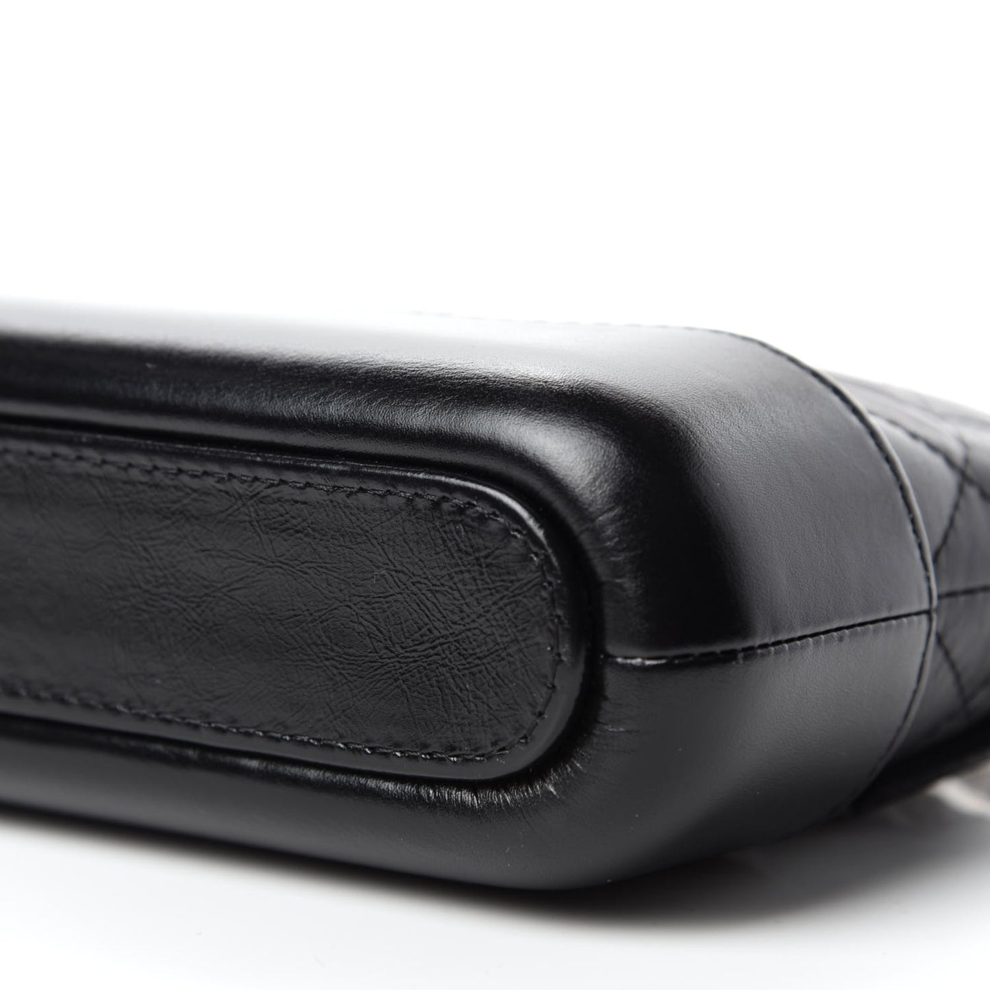 Aged Calfskin Quilted Small Gabrielle Clutch With Chain Black