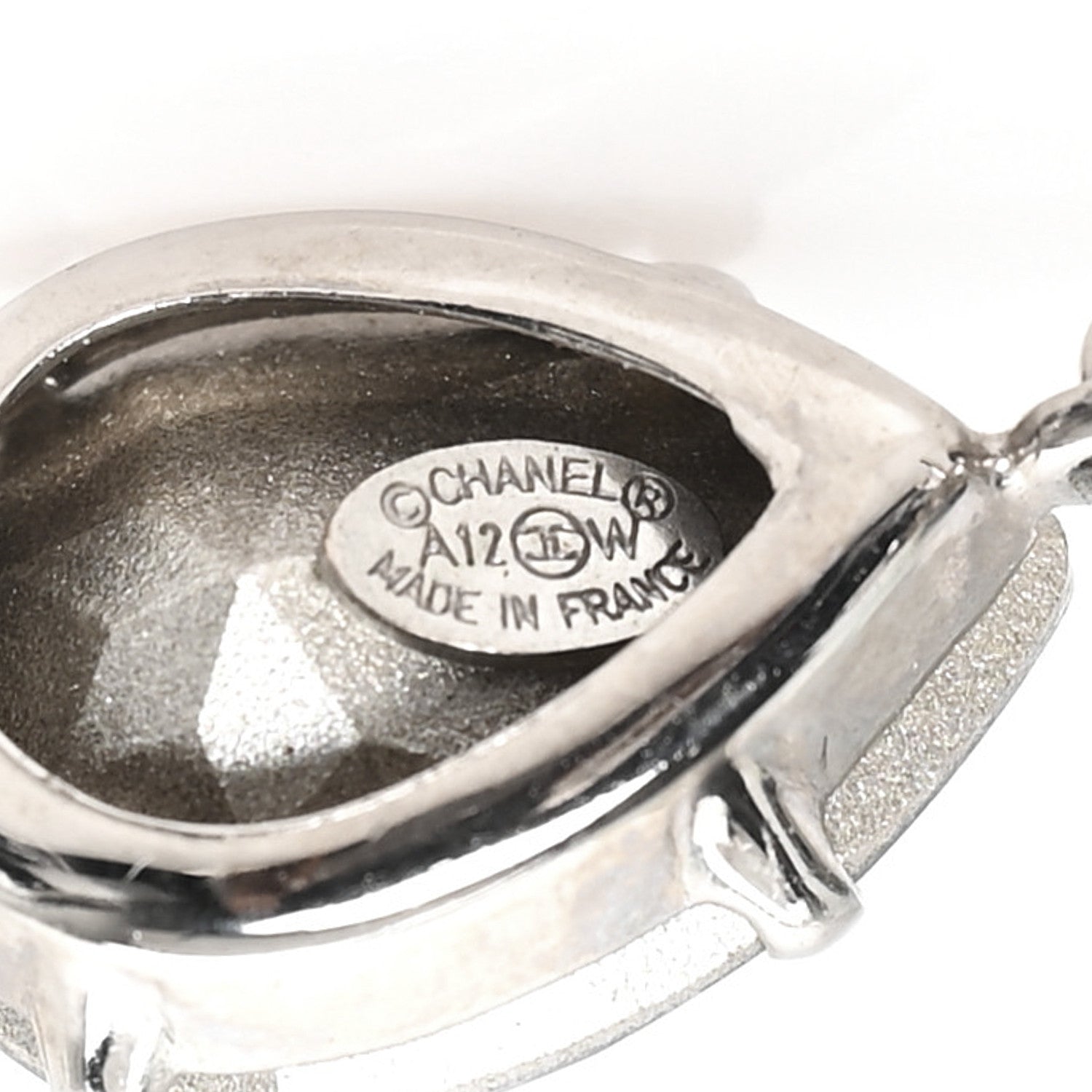 Chanel CC Crystal Teardrop Dangle Earrings Silver 4 of 4